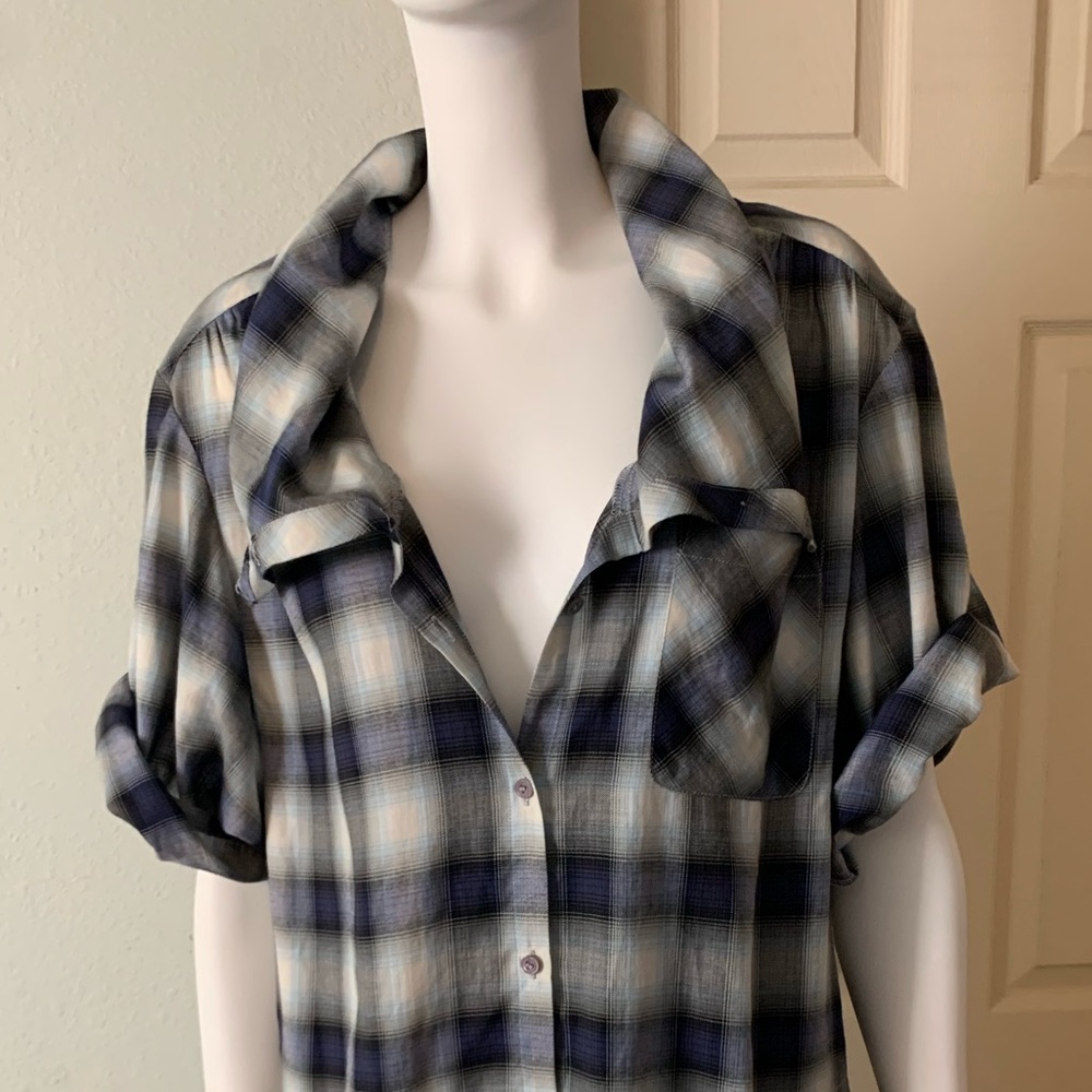 VINCE  Short sleeve flannel top